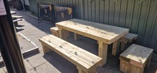 Outdoor solid wooden sleeper table set.  GREAT FOR THE GARDEN. GET SUMMER READY.