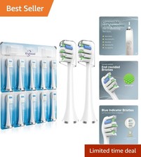 10 Pack AquaSonic-Compatible Toothbrush Heads with Medium Bristles for Dental...