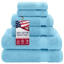 100 Cotton Turkish 6 Piece Towel Set Luxury Rapsodi 6 Piece Towel Set Sky Blue