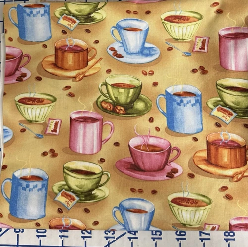  Galaxy Let's Do Coffee Cup Tossed Cotton Fabric 1  Yard E.E Schenck Company video thumbnail