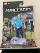 NEW -Minecraft Movie Steve w/ Sword Chicken Leg Satchel Action Figure Jack Black
