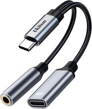 USB C to 3.5mm Headphone and Charger Adapter, 2 in 1 USB C to Aux Audio Jack Ada