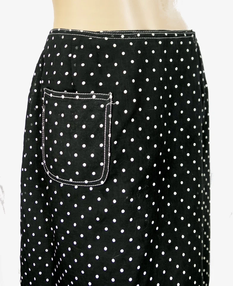 Mod Vintage Años 70 Lelie Fay Personal Maxi Envolvente Falda Lunares Suiza M Foto 4 de 4