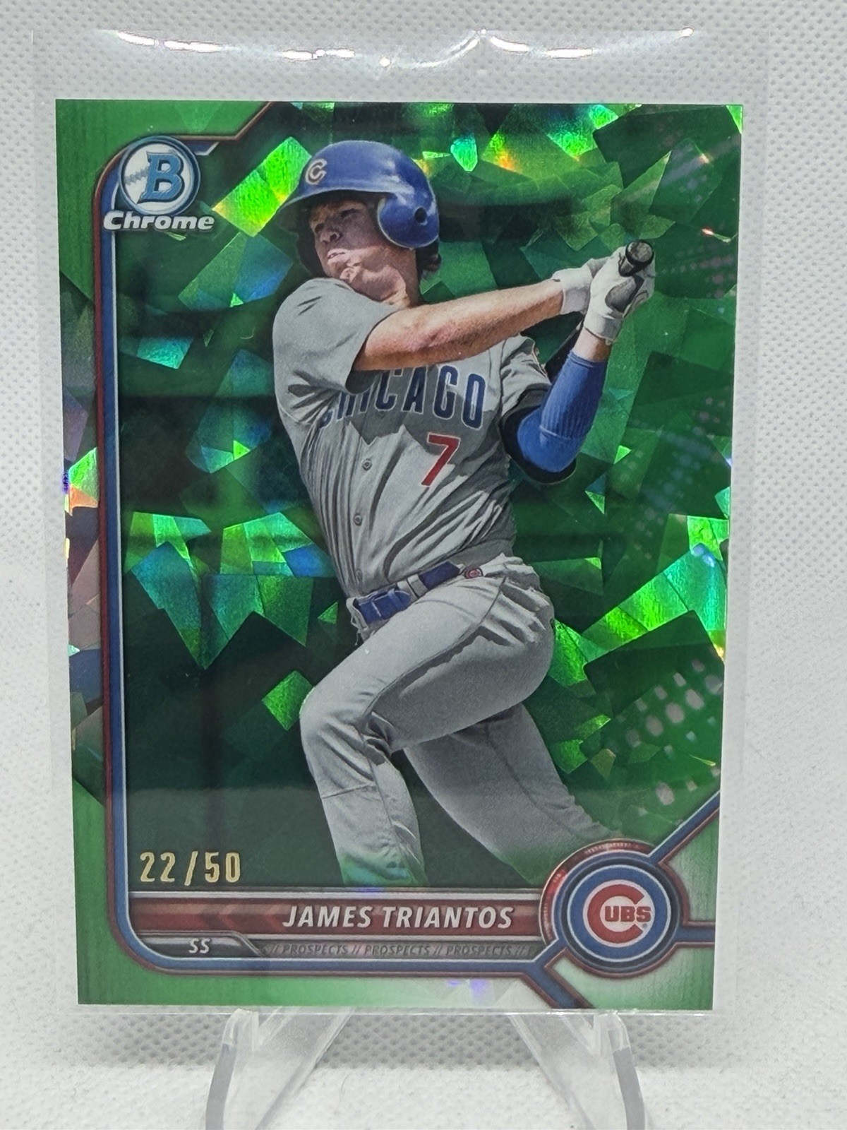 2022 bowman chrome draft sapphire green james triantos /50