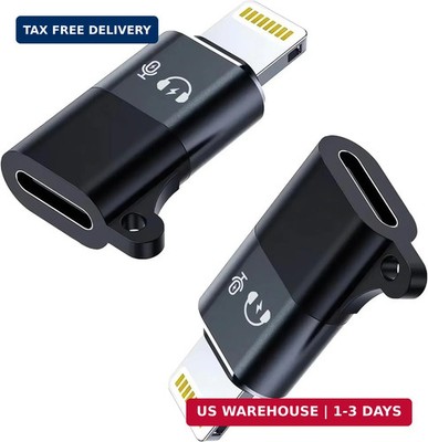 Lightning Male to USB C Female Headphones Adapter,2Pack [Apple MFi Certified] US