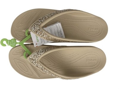 Crocs Women's Sloane Glitter Wedge Flip Flop Size 10 Sandal NEW with tags