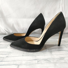 Jimmy Choo Black Suede Jewel Pumps Rhinestone Women's Size US8 EU38 w/Dust Bag