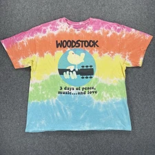 Woodstock Tie-Dye T-Shirt Liquid Blue Men's XXL 2XL Festival 2016 Peace Love