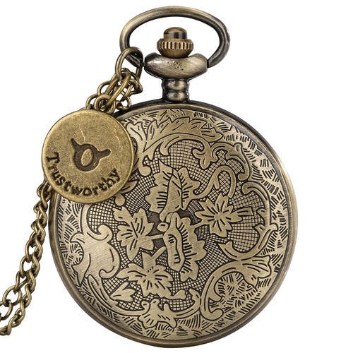 Orologio da tasca Taurus Ores scheletro quarzo orologio da tasca vintage con catena - Foto 8 di 22