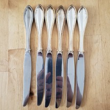 6 ANTIQUE COLLECTIBLE Knives ,9.5".HOLLOW HANDLE, SILVER PLATE