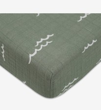 100 Organic Cotton All-Stages Midi Crib Sheet, GOTS-Certified, Ocean Waves
