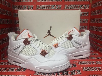Air Jordan 4 Retro ホワイト/オレンジ 9.5 US Nike Air Jordan Retro 4 Metallic Orange Pre-Owned Size 10 | eBay