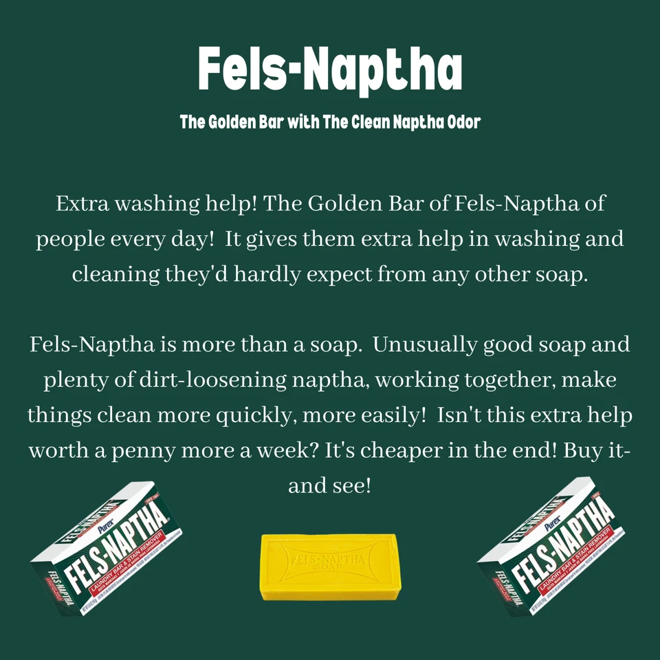 Purex -12 barras de jabón de lavandería Fels-Naptha 5 oz + 2 bolsas de sisal paquete quitamanchas Foto 4 de 4