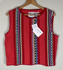 Vintage Michael Simon Colorful Aztec Vest Size Womens Large