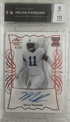 2021 Leaf Trinity Micah Parsons #BA-MP1 Red Spectrum RC ROOKIE AUTO 4/15