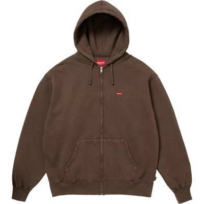 Supreme Small Box Zip Up Hooded Sweatshirt Brown