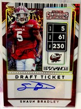 2020 PANINI CONTENDERS SHAUN BRADLEY AUTO DRAFT TICKET #3/6 ROOKIE RC