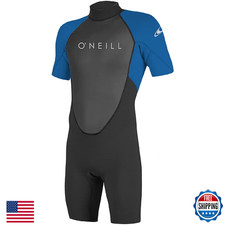 O'Neill Men's Reactor-2 2mm Back Zip Short Sleeve Spring Wetsuit Black/Ocean L