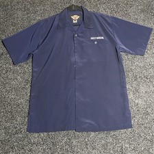 Harley-Davidson XL Navy Blue Button-Up Shirt Short Sleeve Dragon Graphic