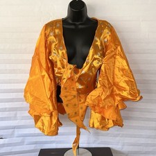 Uniquessentials Satin Orange Harem Top Boho Festival Style Blouse S/M/L