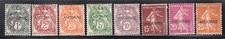 French Andorra 1931 Short Set of 8 Overprints, Scott 1-8 MH, value = $35.15
