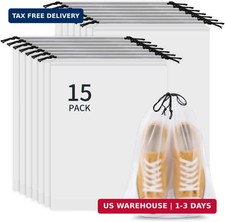 Shoe Bags for Travel, 15 Pack Clear Drawstring Bags for Packing