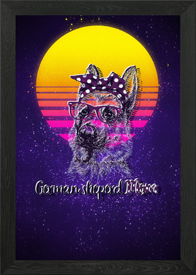 German Shepherd Framed Wall Art Poster Canvas Print Picture