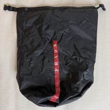 Authentic Prada Dust Bag Black Nylon Drawstring Storage Pouch Large Logo 15x17