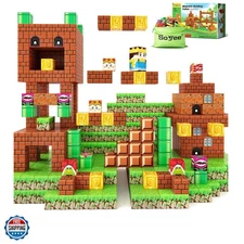 Magnetic Blocks Building Toys - Build Mine Magnet World Set Toddler Kids Sens...