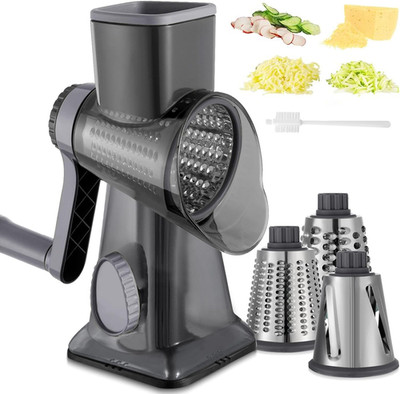 Cheese Grater Hand Crank Rotary Vegetables Shredder with Handle, 3-In-1 Graters