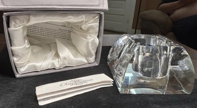 Oleg Cassini Crystal Votive Holder Signed 3.25  Base   2.25  Tall With Box