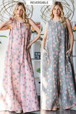 Oli & Hali Washed sleeveless printed reversible jumpsuit