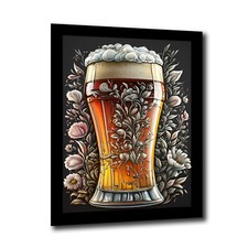 Floral Pint Glass Poster Bar Decoration Drinks Print Pub Man Cave Picture
