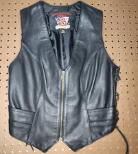 Vintage Woman Love Leather Ride On Our Hide Motorcycle Vest Jacket Size Medium