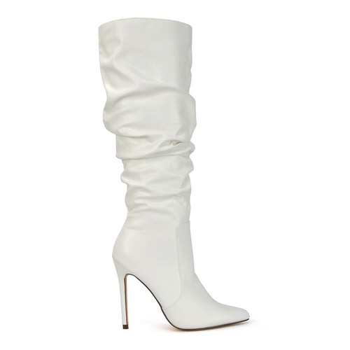 Womens Stiletto Knee High Boots Ladies Slouched High Heel Pointed Toe Long Shoes - Picture 23 of 65