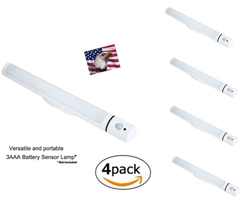 iLett 4er-Pack LED Schrank Licht rotierender Bewegungssensor All in One Taschenlampe