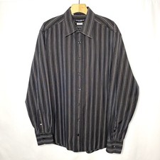 Dolce & Gabbana Dress Shirt 17.5 44 Black Gray Pinstripe