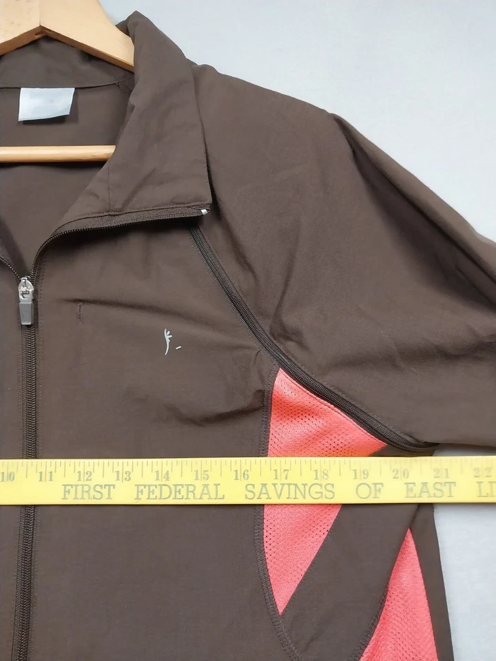 Chaqueta cortavientos Danskin para mujer talla grande 12/14 marrón rosa mangas con cremallera Foto 4 de 4