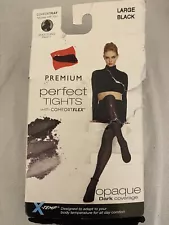 Hanes Perfect Tights Comfort Flex Opaque Dark Coverage X-Temp Black Premium L