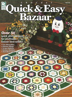 Quick & Easy Bazaar Crochet Snowflake Plant Pokes Gift Tags Afghan Barrette Book