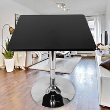 Bistro Table Bar Table Black Square Stainless Steel Adjustable Height 70-90cm Home