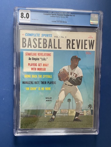 1961 Complete Sports Baseball Review • CGC 8.0 • Willie Mays Cover - Picture 2 of 3