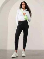 ATHLETA Attitude Mid Rise Jogger Pant 10 TALL Black NWT Casual 988416