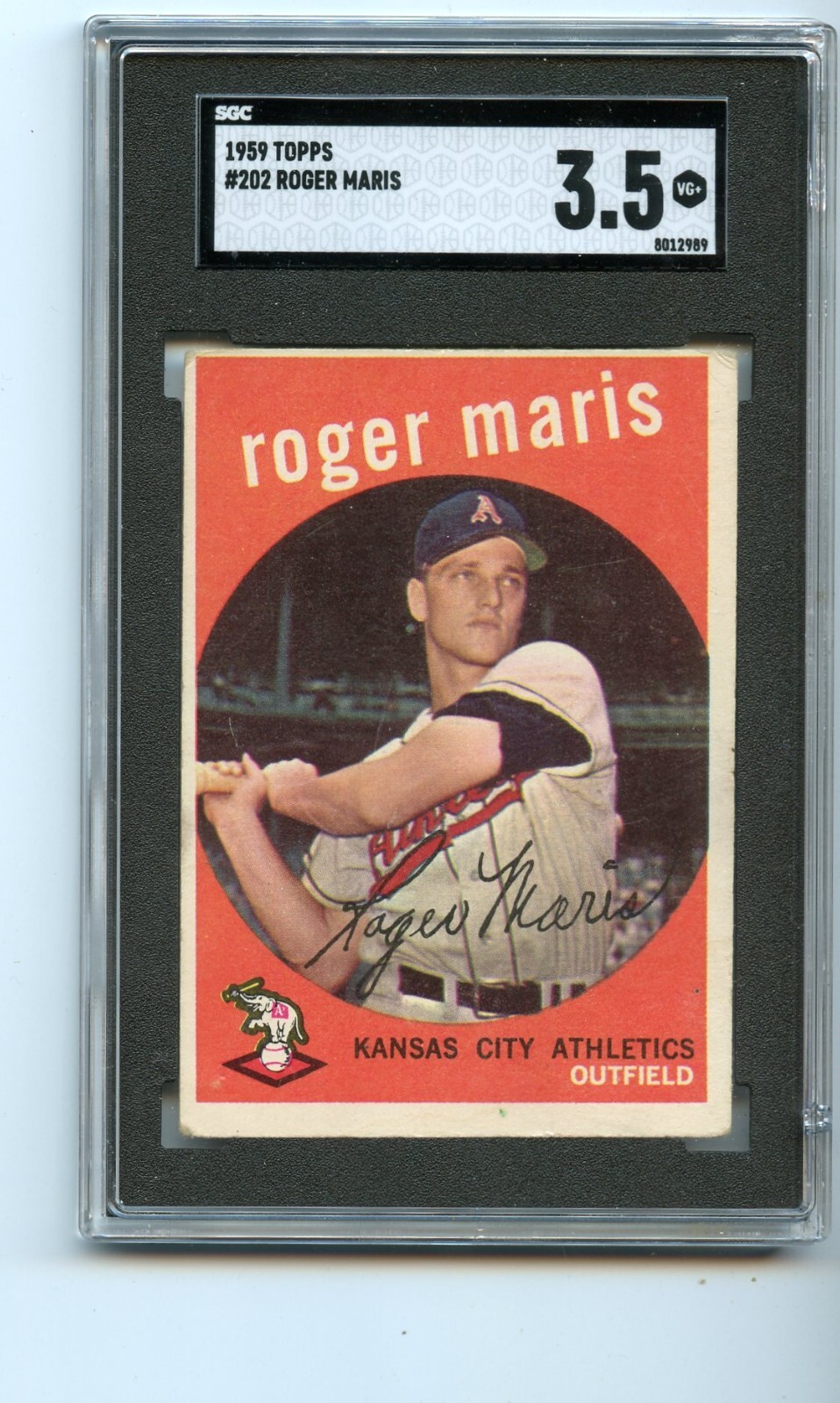 1959 Topps Roger Maris Kansas City Athletics #202 🚀😳💥 SGC Graded 3.5
