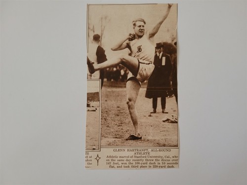 Glenn Hartranft Stanford University Track and Field 1922 NY Times Colorfoto - 第 1/1 張圖片