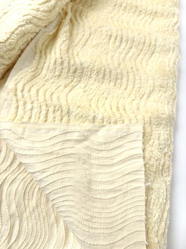Light Yellow Wavy Cotton Chenille Fabric, Almost 2 yards, 60" wide Yardage - Picture 4 of 5