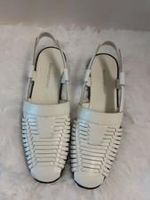 Naturalizer Ladies White Basket Weave Slip-On Open Back W/Strap Size 6.5