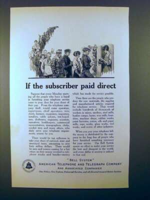 1923 AT&T Telephone Ad - If Subscriber Paid Direct