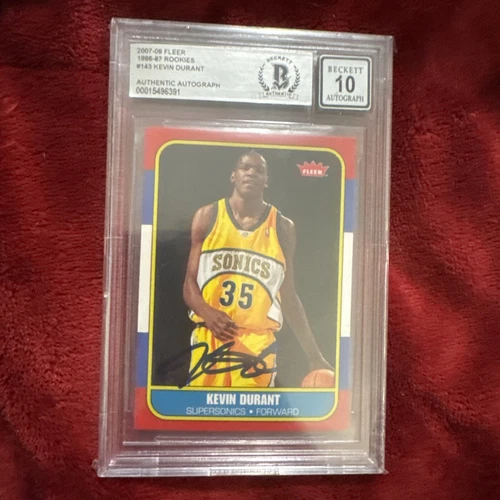 2007 Fleer 86 Retro Seattle Kevin Durant Rookie RC Auto Beckett Authentic 10