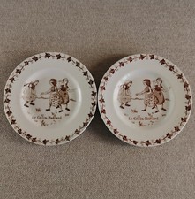BELLE PAIRE D ASSIETTE DINETTE CERAMIQUE FAIENCE DE GIEN " LE COLLIN MAILLARD"